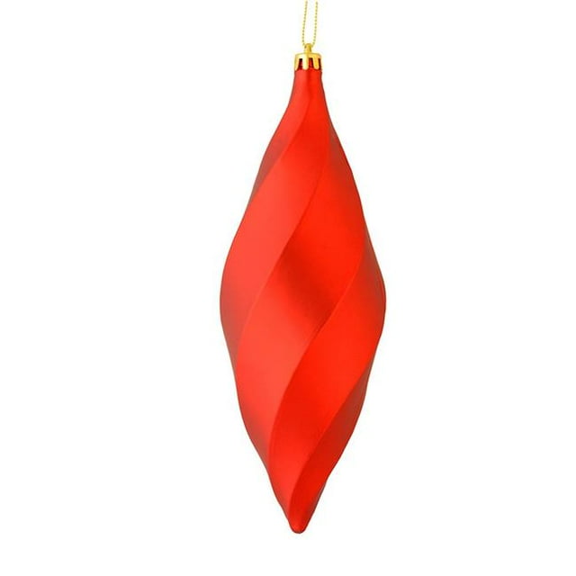 Vickerman M183103M 8 in. Red Matte Swirl Finial Ornament 6 per Bag