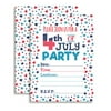 4th of July Party Invitations, 20 5"x7" Fill in Cards with Twenty White Envelopes by AmandaCreation