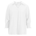 thumbnail image 5 of Breezora Women's Loose Fit Blouse with Puff Sleeves Comfortable Work Shirt V Neck Casual Top for Office Wear S Size White, 5 of 5