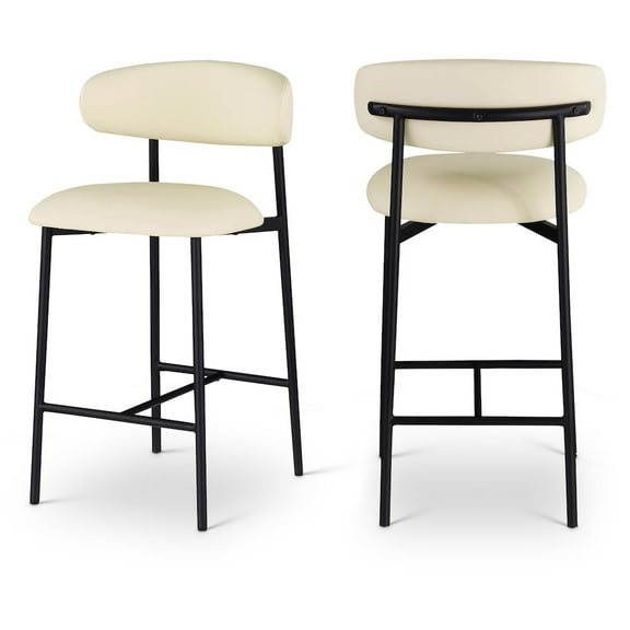 Meridian Furniture Lupita Cream Vegan Leather Counter Stool (Set of 2)