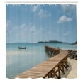 thumbnail image 3 of Ambesonne Nautical Shower Curtain, Wooden Bridge to Sea, 69"Wx84"L, Blue Brown, 3 of 5