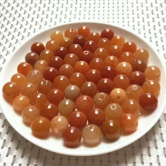 GKNET 100Pcs 4-8MM Natural Red Dongling Jade Round Beads DIY Loose Beads for Pendant-4mm