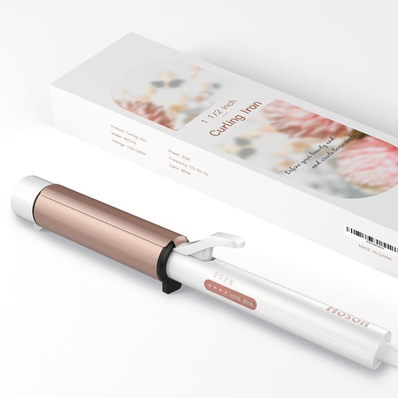 1 1/2 inch Curling Iron Large Barrel, 100-240V Dual Voltage Curling Iron Ceramic, Professional Big Curling Wand for Long Hair