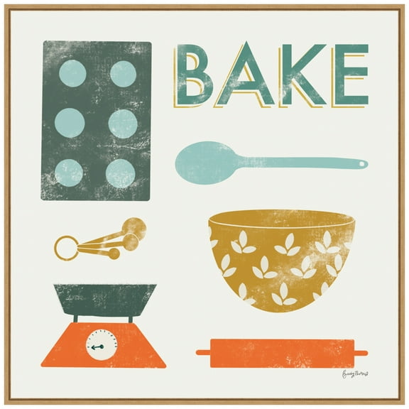 Amanti Art Retro Kitchen II Bake Framed Canvas Wall Art Print