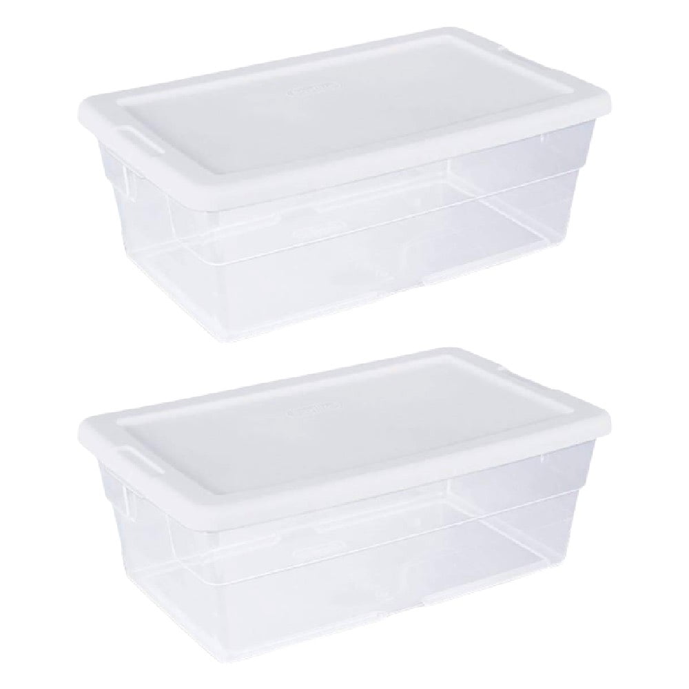 Sterilite 1.5 Gallon Plastic Storage Boxes, White, 2 Count