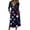 Navy, variant on Women's 4th of July 250th Anniversary Artistic Pattern Dress 3/4 Sleeve Button Neck Midi Dress Loose Fit Casual Patriotic Independence Day USA Flag Soft Fabric Everyday Wear White XL