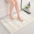 thumbnail image 4 of Bathroom Rugs Bath Rugs for Bathroom Non Slip Bath Mats Extra Thick Chenille Striped Rug 17" x 24" Absorbent Soft Shaggy Washable Dry Fast Bath Mats for Bathroom Floor - Cream, 4 of 9