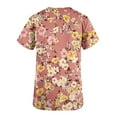thumbnail image 4 of Jinhomg Floral Scrubs for Women Soft Stretchy Short Sleeve V-Neck Medical Uniform Ladies Cute Nurse Shirt with Two Pockets Holiday Sales Pink M, 4 of 6