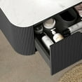 thumbnail image 2 of 24" Wall-Mounted Bathroom Vanity with Sink, Curved Edge, Striped Black Cabinet | Pre-assembled floating design, ample storage, modern look, easy installation, durable ceramic basin, 2 of 5