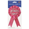 thumbnail image 2 of Beistle Wearable Happy Girl Award Ribbon to Wear for Celebration 1st Birthday Party Supplies, 3.75" x 6.5", Pink/White, 2 of 6