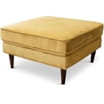 thumbnail image 1 of Hudson Mid-Century Modern Living Room Square Velvet Ottoman in Gold, 1 of 1