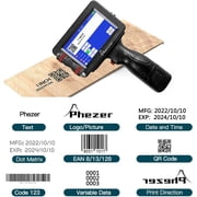 Phezer P16-1 Handheld Inkjet Printer, Portable Handheld Printer Print Hight 0.08-1 Inch with 4.3 Screen, Intelligent 360° Coding Machine for Expiry Date/Time/Barcode/QR Code/Logo/Label, 25 Languages