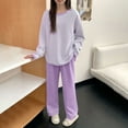 thumbnail image 4 of SuTry Womens Casual Sleepwear Set Soft Cozy Loose Long Sleeve Round Neck Solid Color Pajama Home Loungewear Pajamas for Women Set(Purple#1,XL), 4 of 6