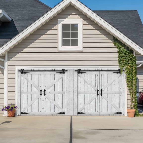Farmhouse Wood Grain Garage Door Cover Banner 7 x 8 FT, Vintage Country Barn Gate Grey Garage Door Curtains Backdrop with Grommets for Indoor Outdoor Wall Party Porch Yard Decorations Background