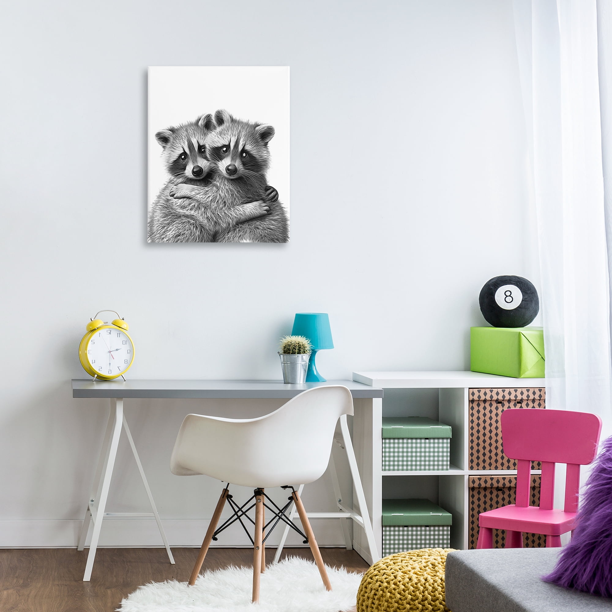 Stupell Industries Two Hugging Raccoons Animals & Insects Painting Gallery Wrapped Canvas Art Print Wall Art, 24 x 30