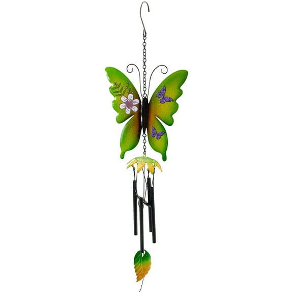 Northlight 15.75" Green Metal Butterfly Outdoor Garden Windchime