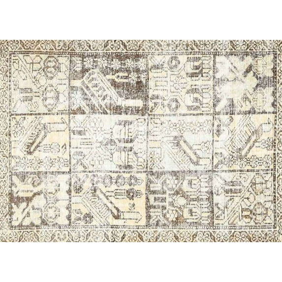 Ahgly Company Machine Washable Indoor Rectangle Traditional Champagne Beige Area Rugs, 2' x 4'