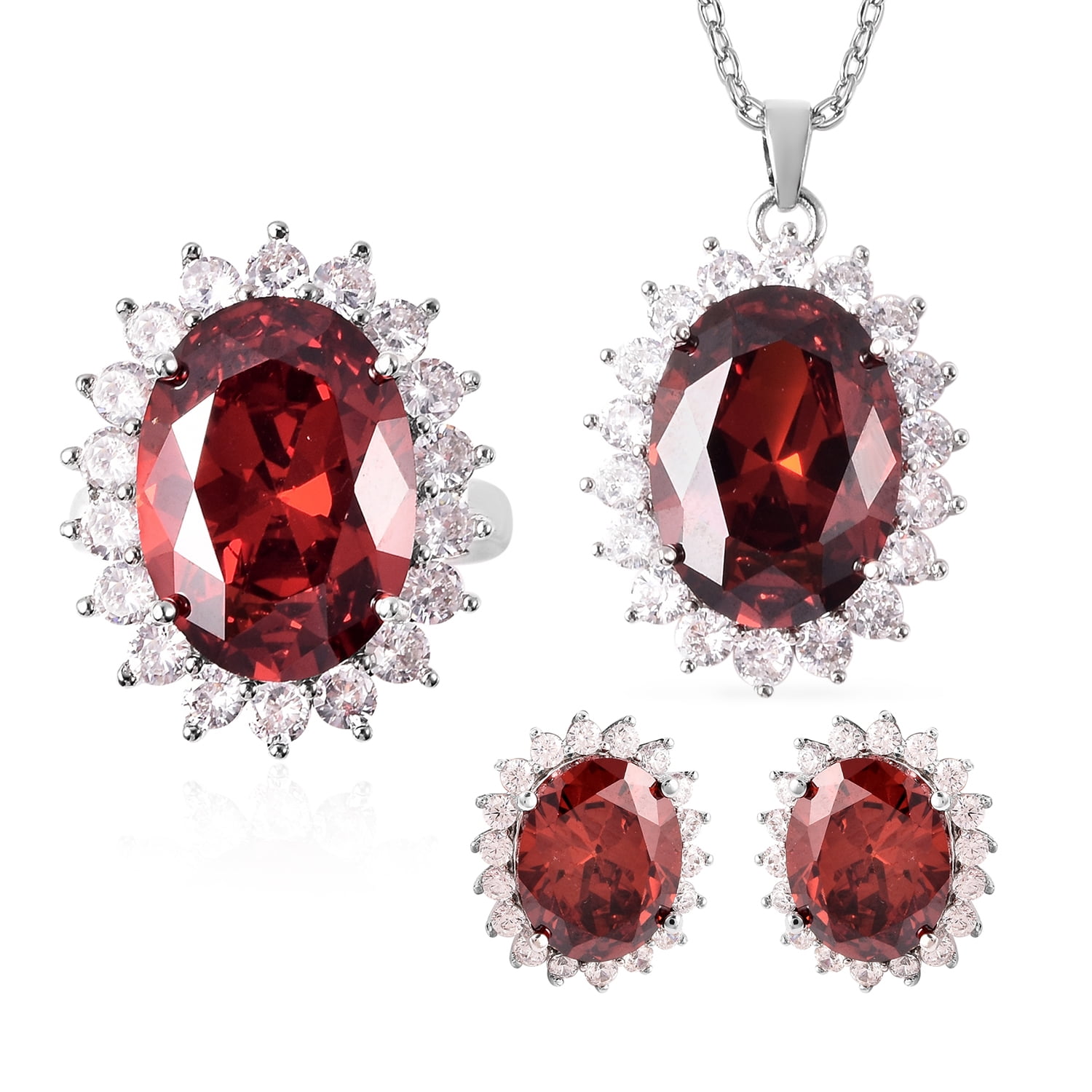 ruby earrings and necklace set
