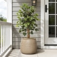 thumbnail image 5 of LuxenHome Sandstone Finish Fiber Clay Outdoor Planter with Wavy Ridges, Modern Neutral Garden Accent, 5 of 11