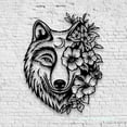 thumbnail image 2 of Craftnamesign Floral Wolf Metal Wall Art LED Light, Wolf Sign Home Decor, Ideal for Home Decor, 2 of 5