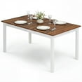 thumbnail image 1 of Gymax 60'' Rectangular Dinner Table w/Solid Rubber Wood Legs for Kitchen Dining Room Brown & White, 1 of 8