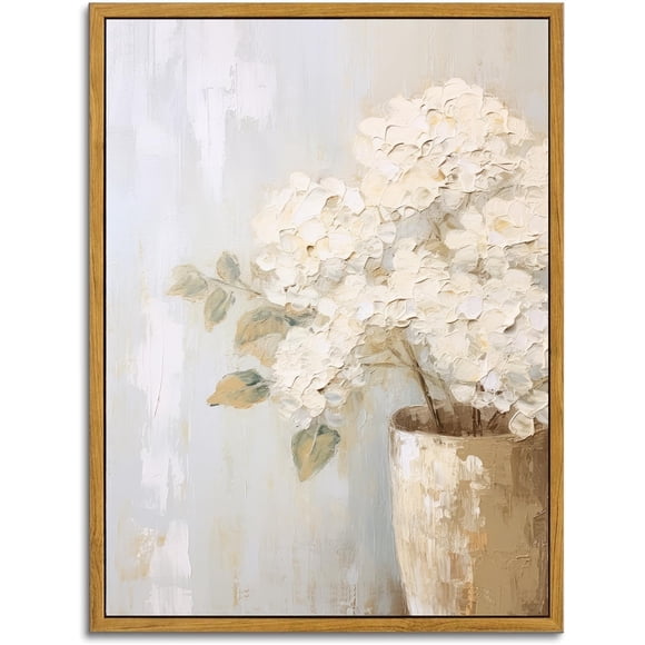 Cuadro mural KBKBART, lienzo vintage con hortensias blancas, 30 x 40 cm