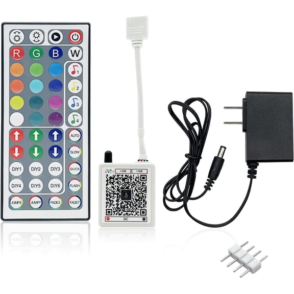 44 Key RGB LED Strip Lights IR Remote Control, Remote Receiver RGB LED Light Strip, 24V Power Adapter for LED Lights