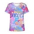 thumbnail image 4 of Hauts d'Été Grande Taille pour Femmes en Liquidation Blouse Imprimée d'Été T-Shirts Décontractés Col en V Manches Courtes T-Shirts Col en V Femmes en Liquidation, 4 of 5