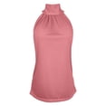 thumbnail image 5 of Likimi Womens Tops Summer High Neck Solid Color Sleeveless Fashion Comfortable Shirt Pink Size Xl, 5 of 6