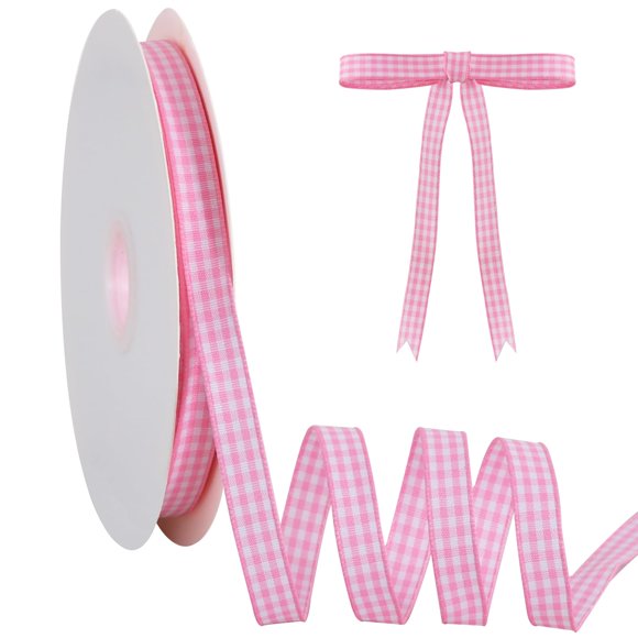 Cinta TONIFUL 1 cm x 46 m Cuadros Vichy Rosa y Blanco