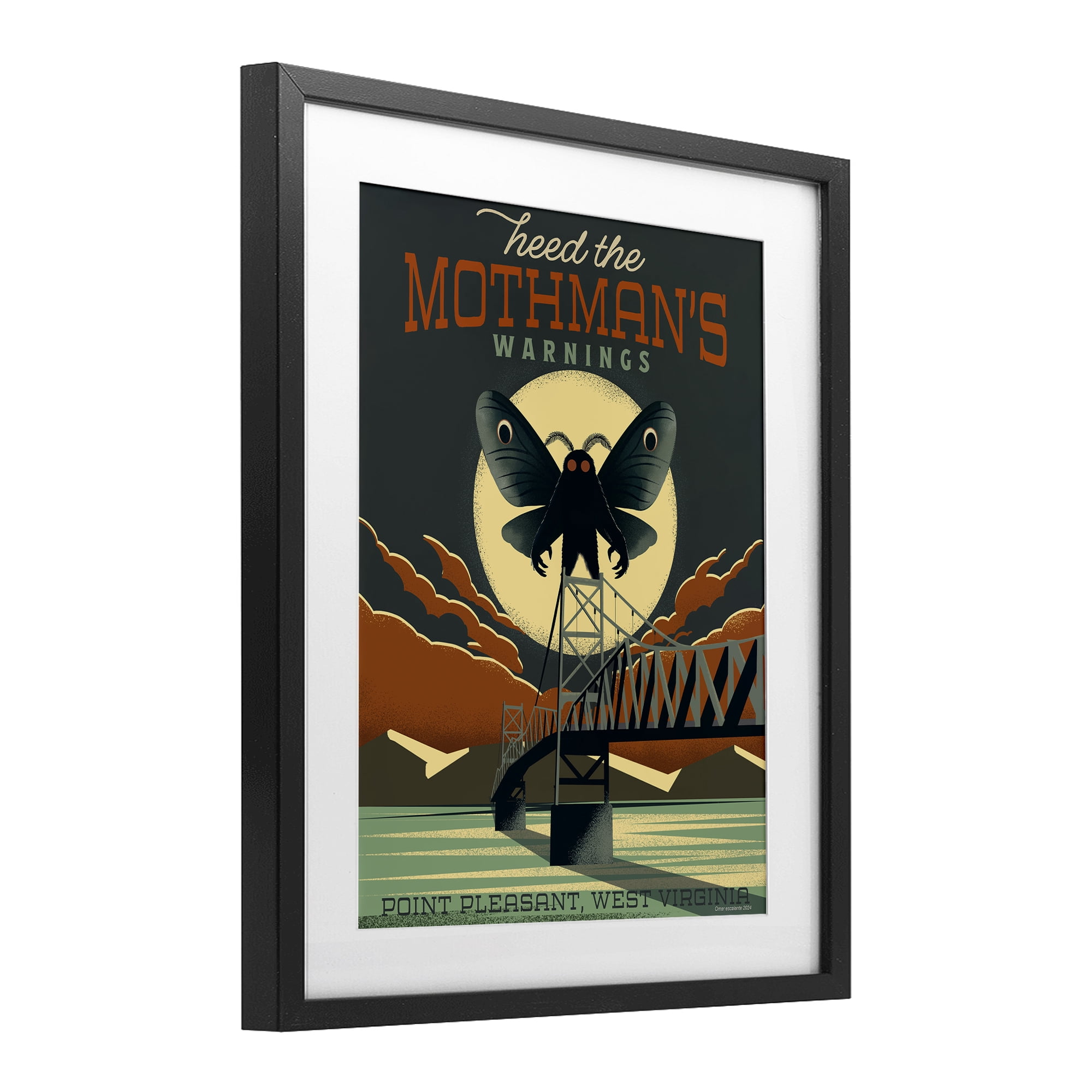 Stupell Industries Cryptid Tourism West Virginia Black Framed Print Under Glass, design by Omar Escalante