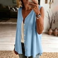 thumbnail image 5 of Stralyhd Womens Button Down Shirt Sleeveless Basic Workout Tops V Neck Linen Blouses Comfy and Breathable Beach Outfits Blue L, 5 of 6