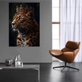 thumbnail image 4 of Mudket Leopard with Gold Royal Crown Black Background Canvas Wall Art, Luxury King Wildlife Trendy Wall Art Print for Living Room Office Home Decor, Framed Ready to Hang - 12"L x 8"W, 4 of 9