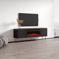 thumbnail image 3 of Camelia BL-EF Fireplace TV Stand for TVs up to 70", Mid-Century Modern Matte 63" Entertainment Center, Electric Fireplace TV Media Console with Storage Cabinets, 3 of 6
