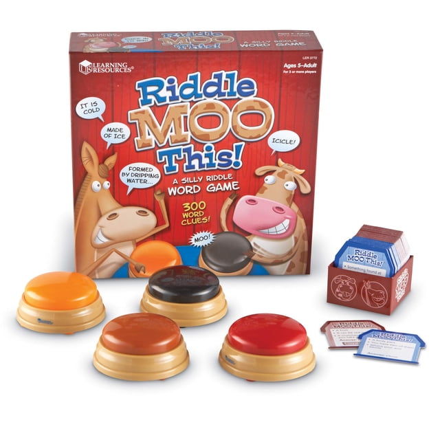 Recursos de aprendizaje de juegos de palabras Riddle Moo This 150 tarjetas para más de 4