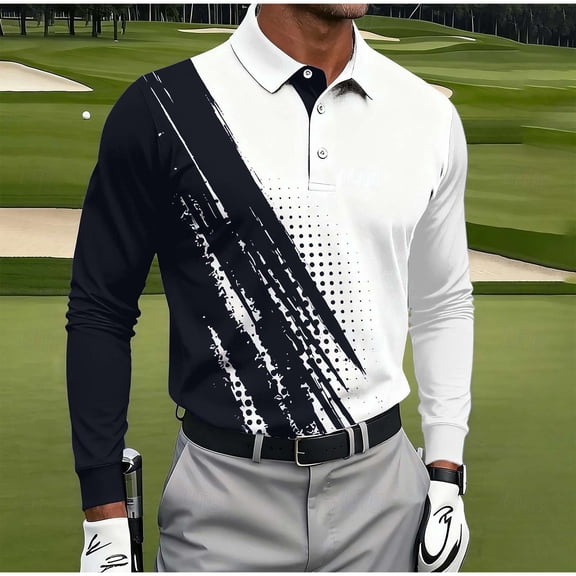 Royisotas Shirts for Men Golf Long Sleeve Shirt Big and Tall Polo Trendy Mens Tops