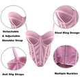 thumbnail image 6 of Uootdi Womens Crop Tops Bustier Vests Satin Finish Contrast Piping Push Up Spaghetti Straps Slim Fit Elegant Evening Tops Gift, 6 of 8
