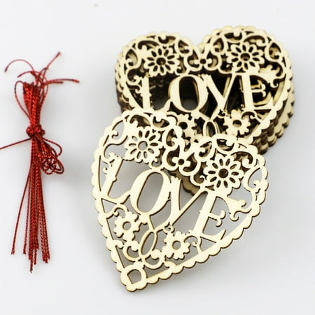 

Deal of The Day Dvkptbk Heart-Shaped Wood Chips 10 Pieces Of Wooden Heart-shaped Pendants For Wedding Decoration