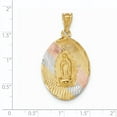 thumbnail image 3 of 14K with Rose and White Rhodium Diamond-cut Solid Large Our Lady Of Guadalupe Oval Pendant K5825, 3 of 4