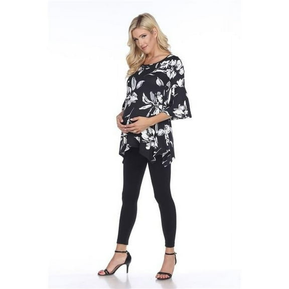 MTR1308-81-S Maternity Roche Tunic Top, Black - Small
