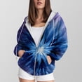 thumbnail image 2 of Towmus Womens Zip Up Hoodies Long Sleeve Crew Neck Printed Trendy Oversize Tops Drawstring Gradient Hoodies with Pockets for Fall Winter, 2 of 5