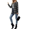 thumbnail image 5 of HUBERY Women Open Front Long Sleeve Houndstooth Plaid Print Cardigan, 5 of 7