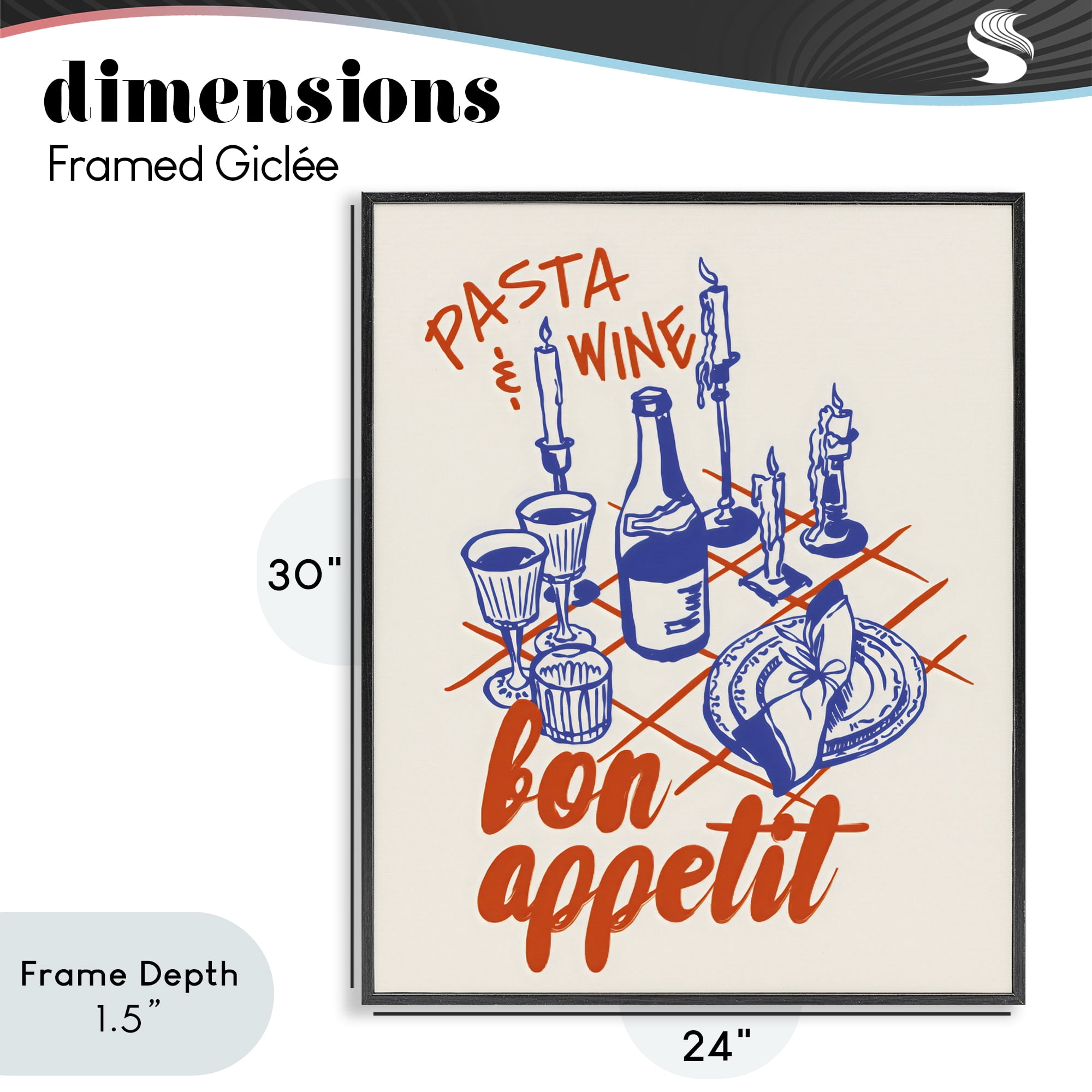 Stupell Industries Pasta & Wine Bon Appetit Black Framed Giclee Art, design by The Prints Vibe
