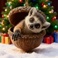 thumbnail image 2 of Adornos de animales del bosque con bellotas, colgantes de acrílico en 2D con forma de piña y animales para el árbol de Navidad, adornos navideños acogedores para la decoración del hogar, 2 of 7