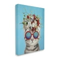 thumbnail image 2 of Stupell Industries Cute Fun Flowery Cat Wearing Sunglasses Bold Blue Background Paintings Gallery-Wrapped Canvas Print Wall Art, 24x30, by Coco de Paris, 2 of 5