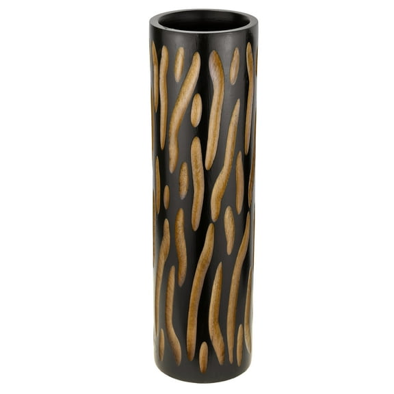 AeraVida Pretty Terrestrial Eco-Chic Handcarved Brown Cylinder Mango Tree Wood Vase