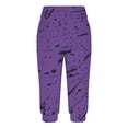 thumbnail image 3 of gbyLJF Workout Capri Pants for Women Summer 2024 Fashion Printed Cropped Jogger Pant Mid Rise Slim Fit Gym Pants A01_Purple XXL, 3 of 6