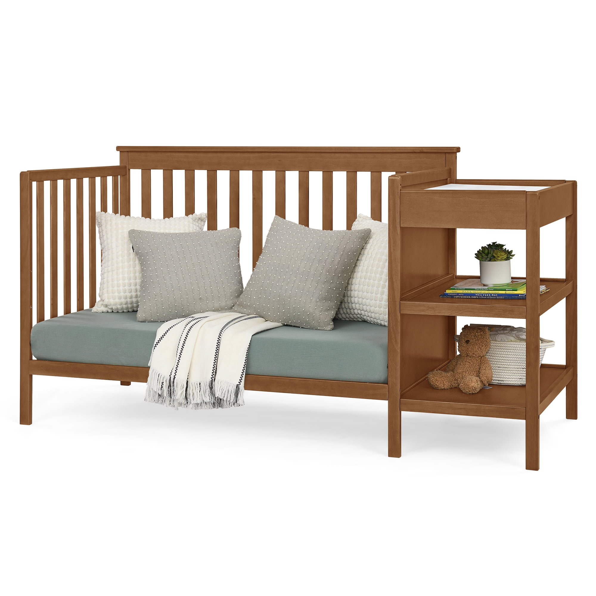 Delta Children Ellie 5-in-1 Convertible Crib and Changer - Greenguard Gold Certified, Chestnut