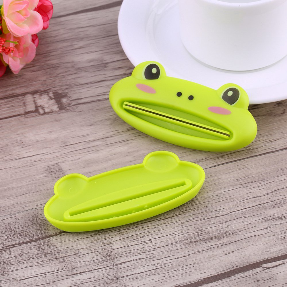 LYUMO 2pc Toothpaste Tube Squeezer Easy Squeeze Paste Dispenser Roll Holder Cartoon Frog, Frog