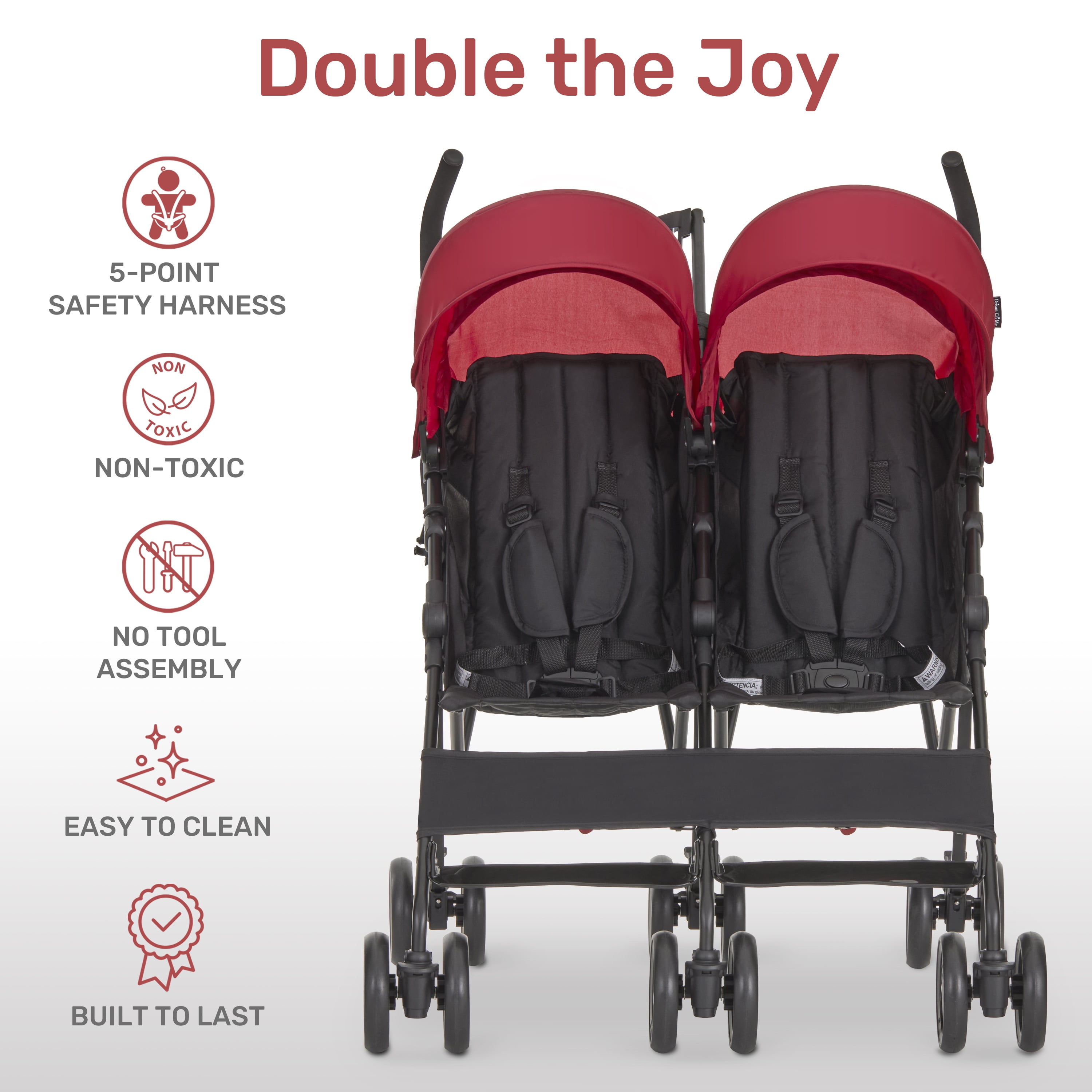 Dream On Me Twin Venture Umbrella Stroller, Red